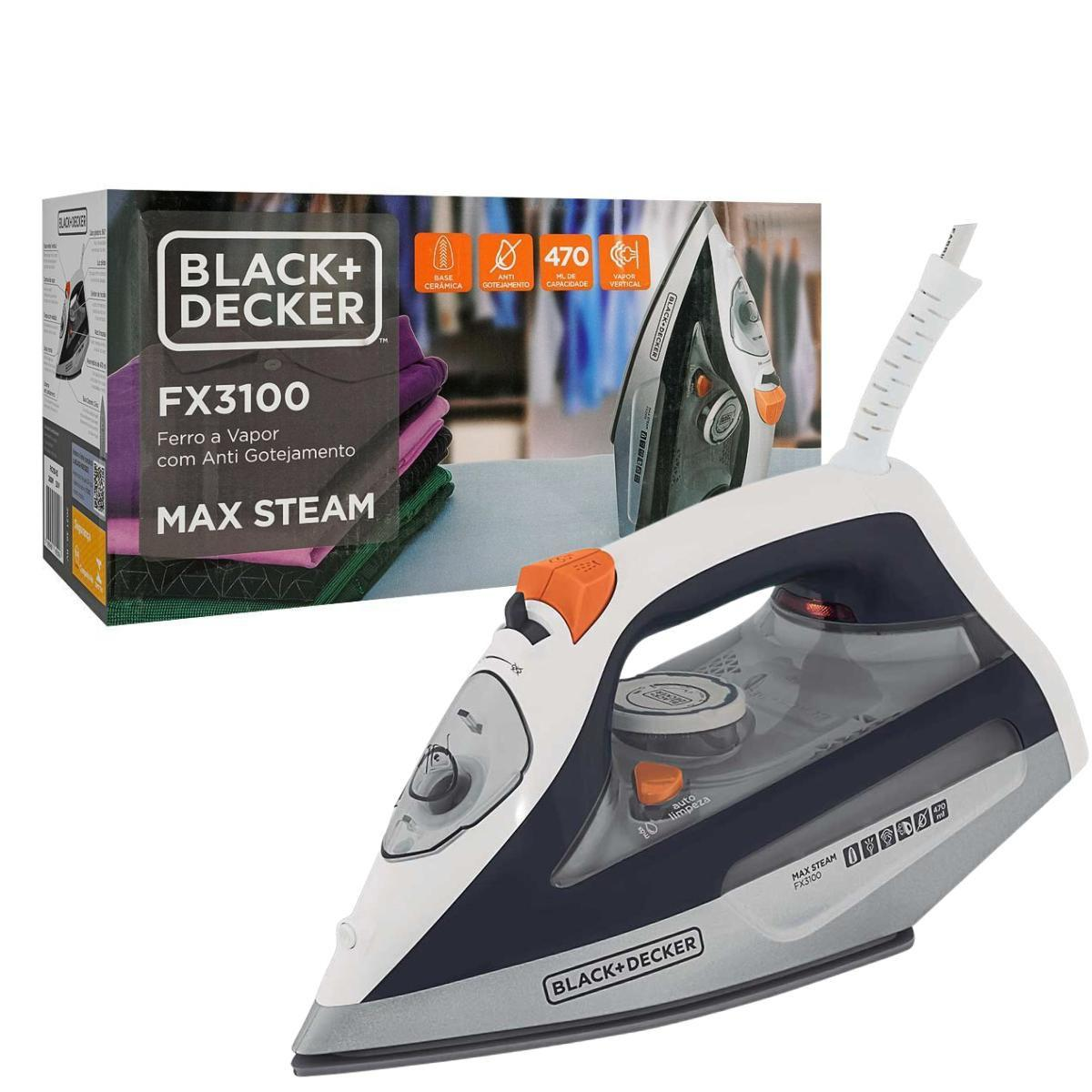 Ferro de Passar a Seco e Vapor Black+Decker Max Steam FX3100-BR Base ...