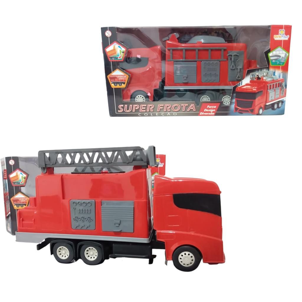 Brinquedo Infantil Caminhão Miniatura Super Frota Bombeiros