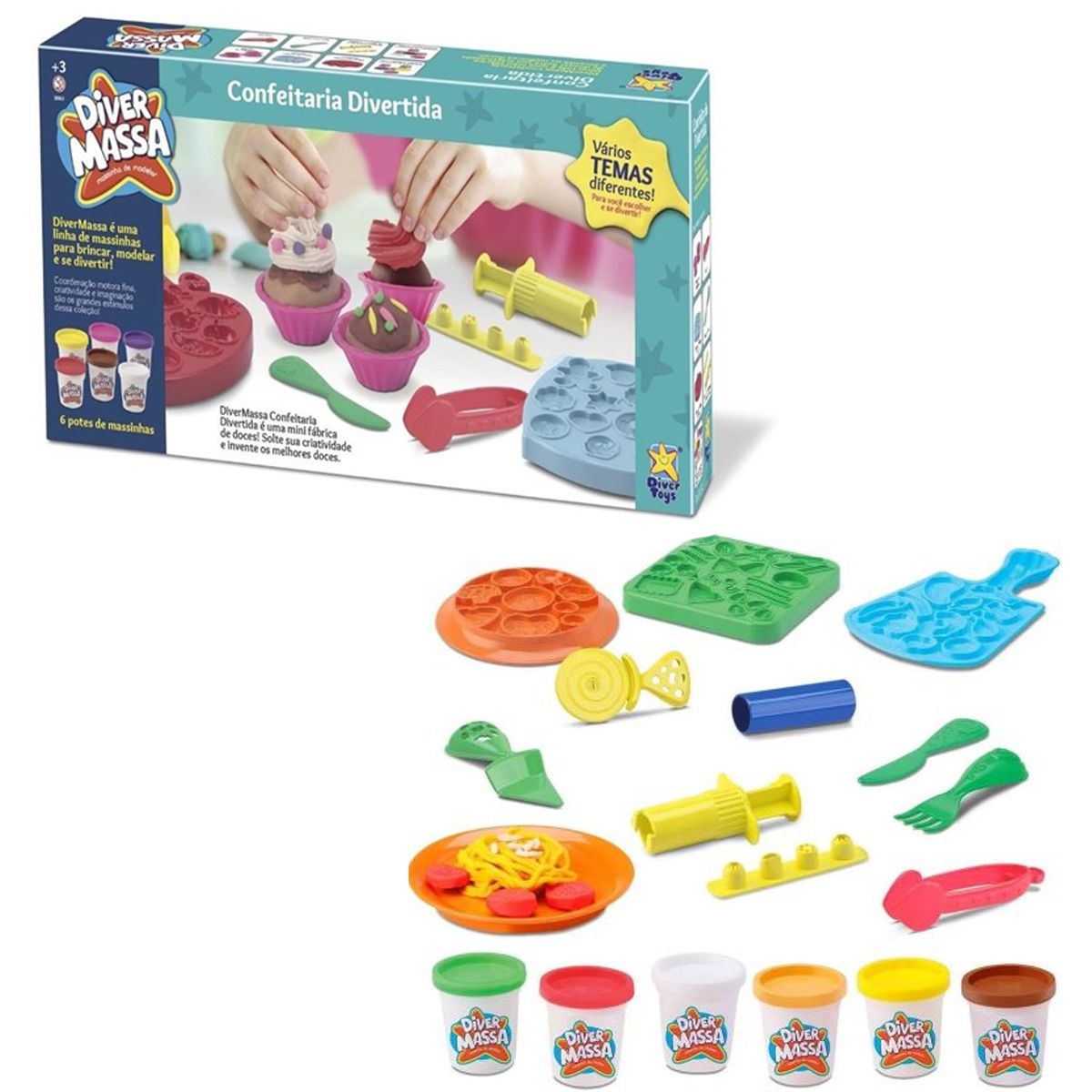 Massinha de Modelar - Diver Massa - Sorveteria - 4 Potes - Divertoys