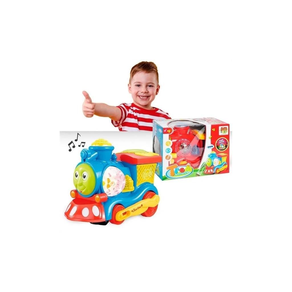 Conjunto de Trenzinho de Brinquedo com Vapor, Luz e Sons para Crianças de 3  a 12 anos, TEMI, Preto - Dular
