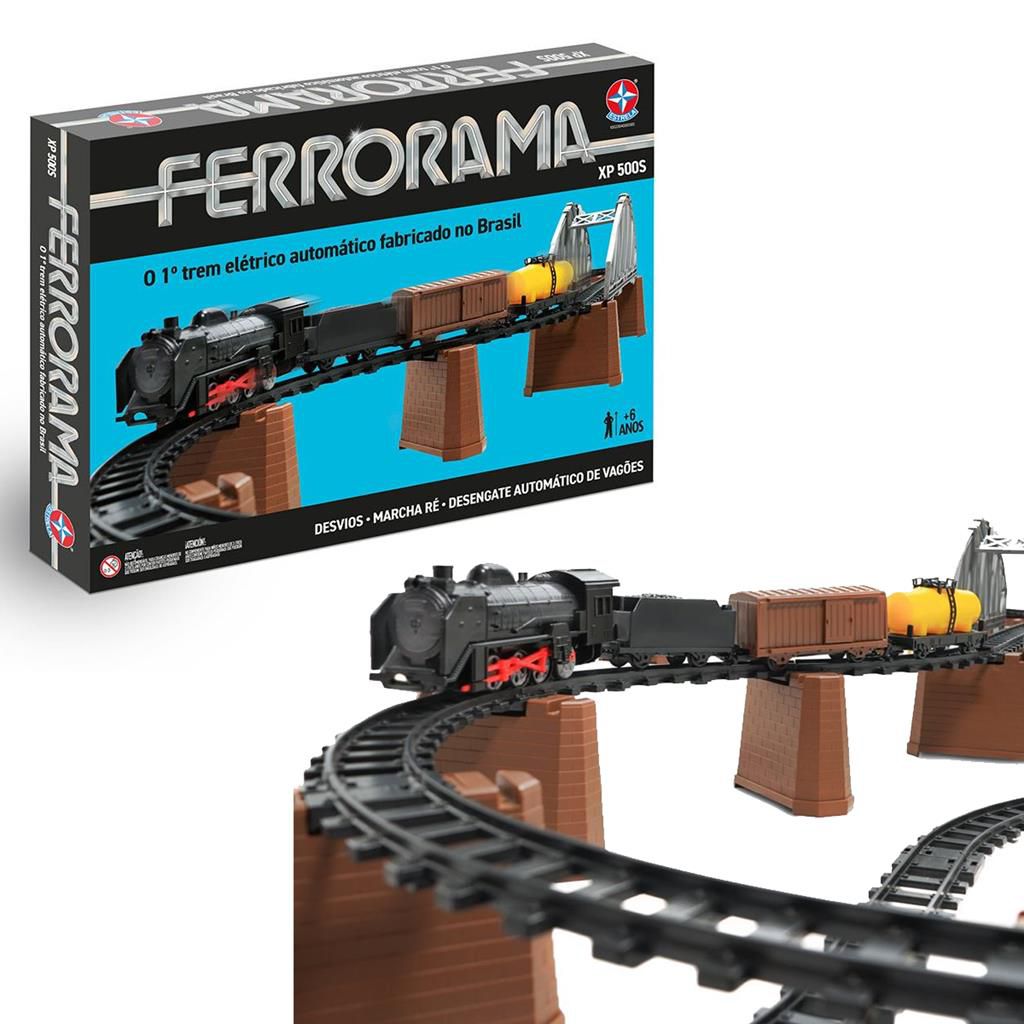 Trem de Brinquedo com Trilhos Elétrico Ferrorama Locomotiva com Luz e Som