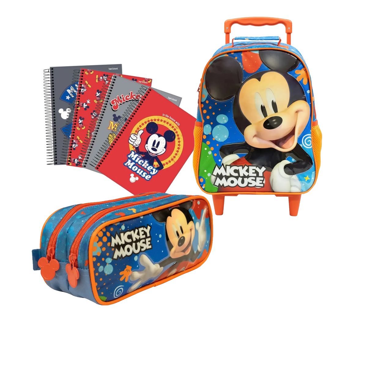 Kit Mochila Escolar De Rodinhas+Caderno+Estojo Mickey Mouse - Loja Zuza  Brinquedos | Ofertas todos os dias