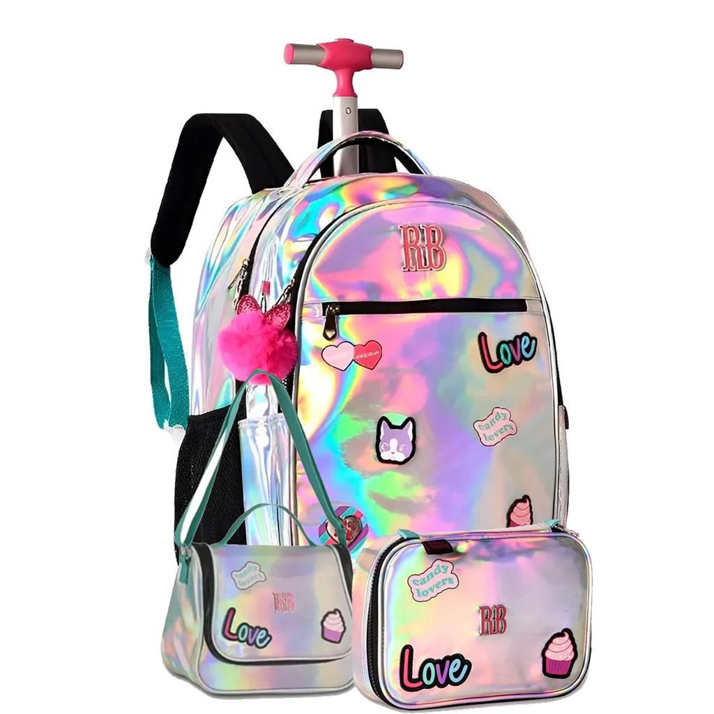 Comprar Conjunto Mochila Escolar holográfica Luluca + Estojo + Lancheira -  Brinquedos Para Crianças