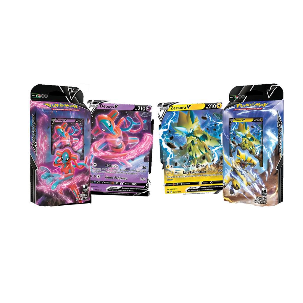 Pokemon Box Coleção de Batalha Vmax e V-Astro Deoxys ou Zeraora