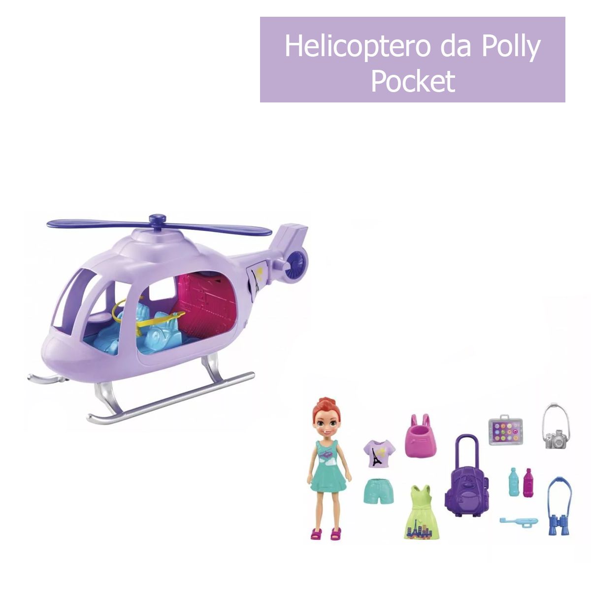 Boneca Polly Pocket Helicóptero de Aventura - com Acessórios Mattel
