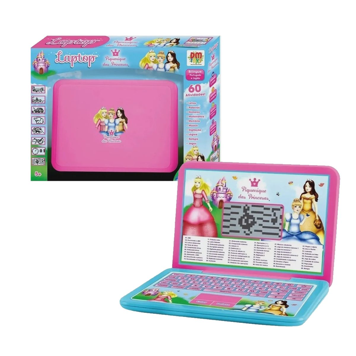 Brinquedo Infantil Laptop Princesa Rosa DM 60 Atividades - Loja Zuza  Brinquedos