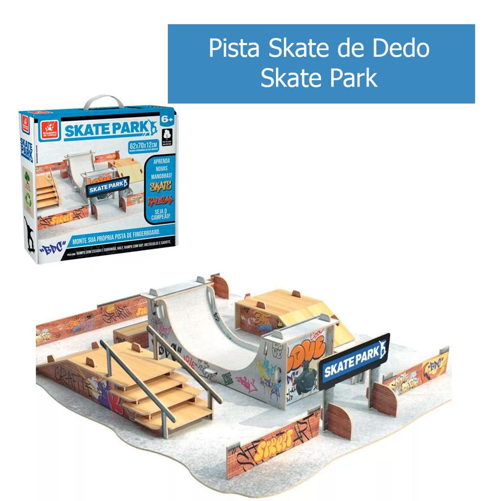 Kit Pista Skate de Dedo Skate Park Rampa Half + 1 Skatinho