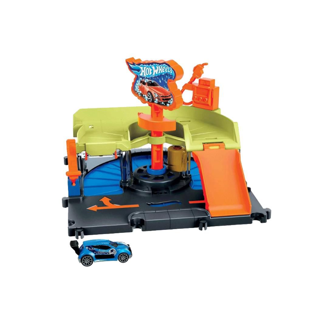 Pista Robô Tubarão Hot Wheels City + Carrinho Muda de Cor