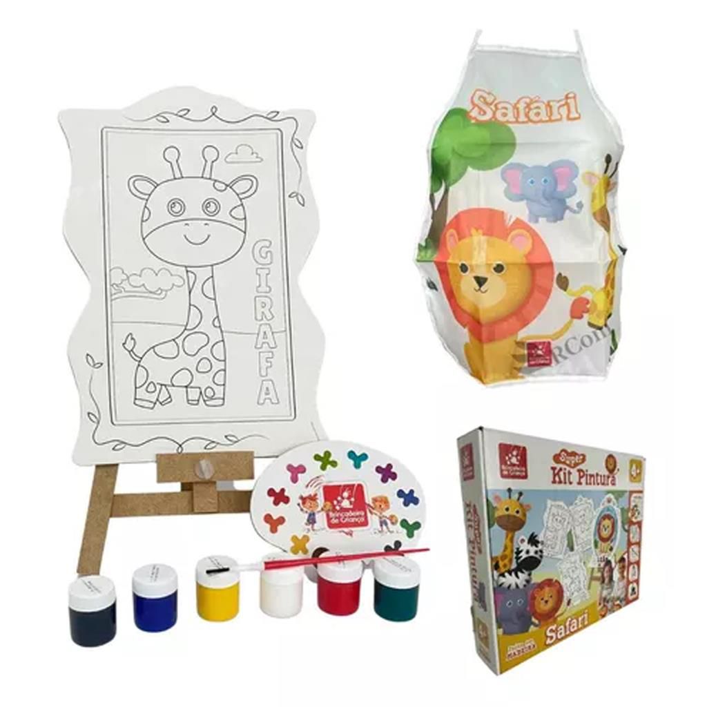 Kit Pintura Dinos com Cavaletes Tintas Telas Jogo Infantil