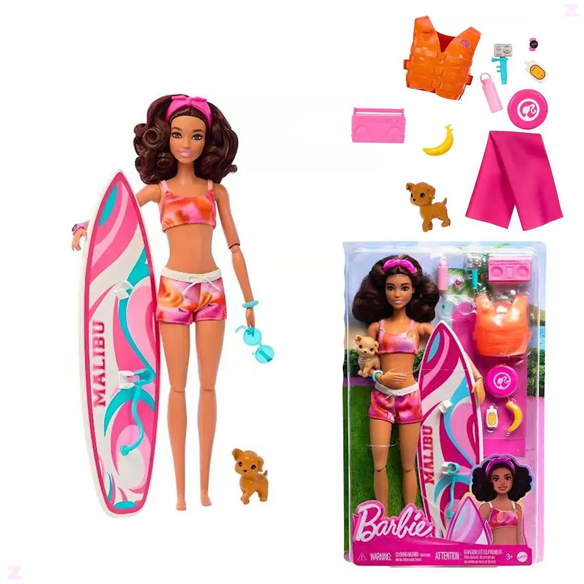 Boneca Barbie Filme Dia de Praia e Acessórios Mattel