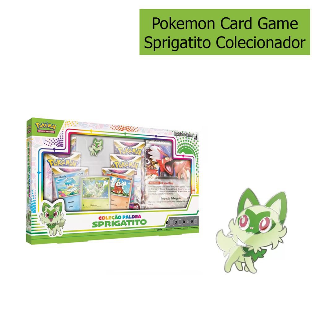 3 Box Pokémon Coleção Paldea Fuecoco, Sprigatito e Quaxly com Broche e Carta  Gigante Koraidon e Miraidon EX Copag