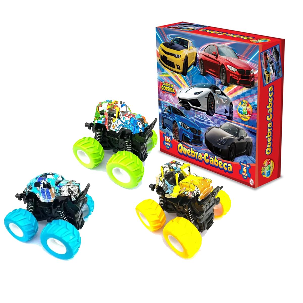 Kit 3 Carrinho Fricção Gira 360 Quadriciclo Menino + Jogo - Loja