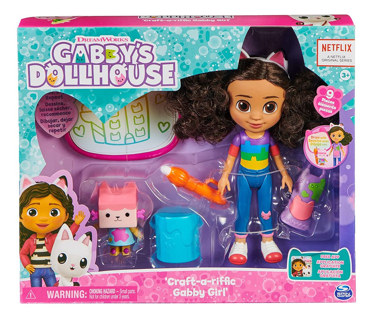 Gabby's Doll House 4 Piece Backpack Set, Flip Sequin School Bag for Girls  with Front Zip Pocket , Foam Mesh Side Pockets, Insulated Lunch Box, Water  Bottle, & Squish Ball Dangle, Pink 