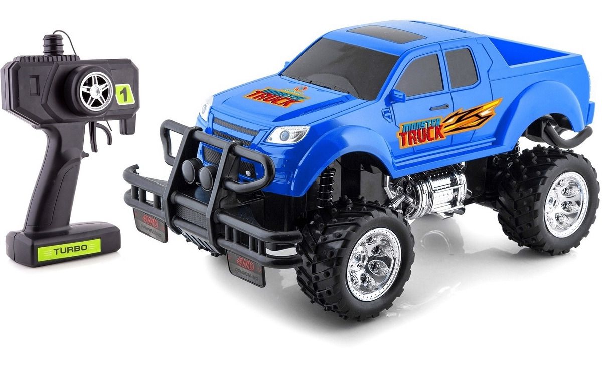 Carrinho De Controle Remoto Pickup Monster Truck - Azul - Polibrinq - Real  Brinquedos