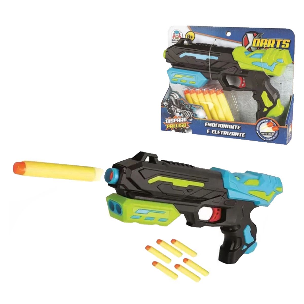 Brinquedo Arminha Lança Dardos Nerf com Alvo + 6 Dardos