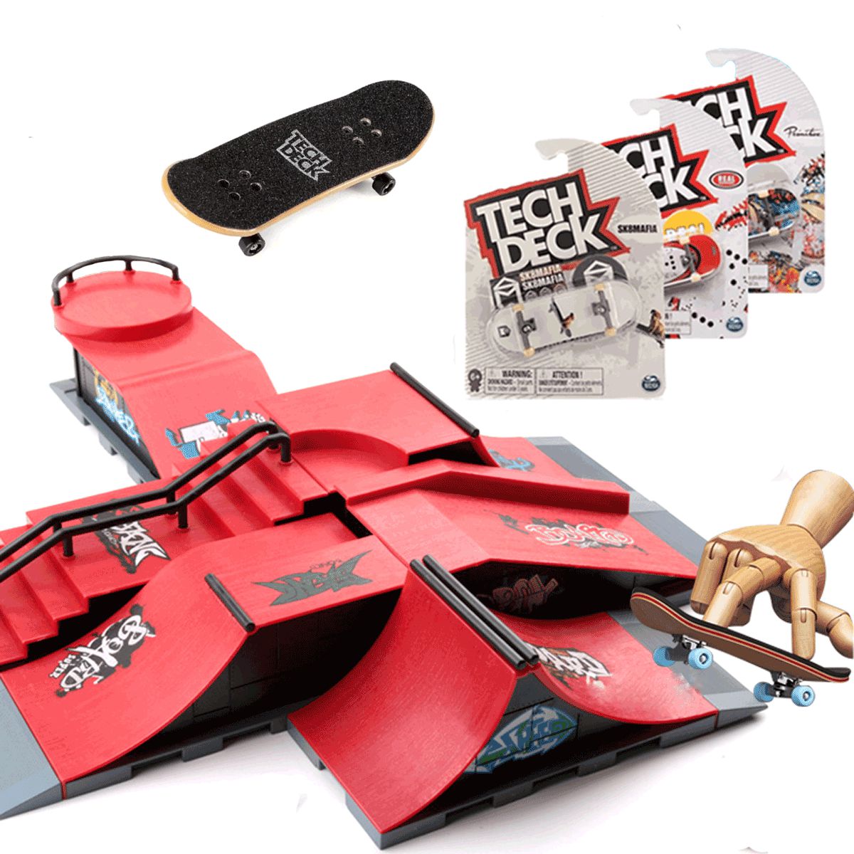 Skate de dedo para crianças, kit de rampa de skate de skate e