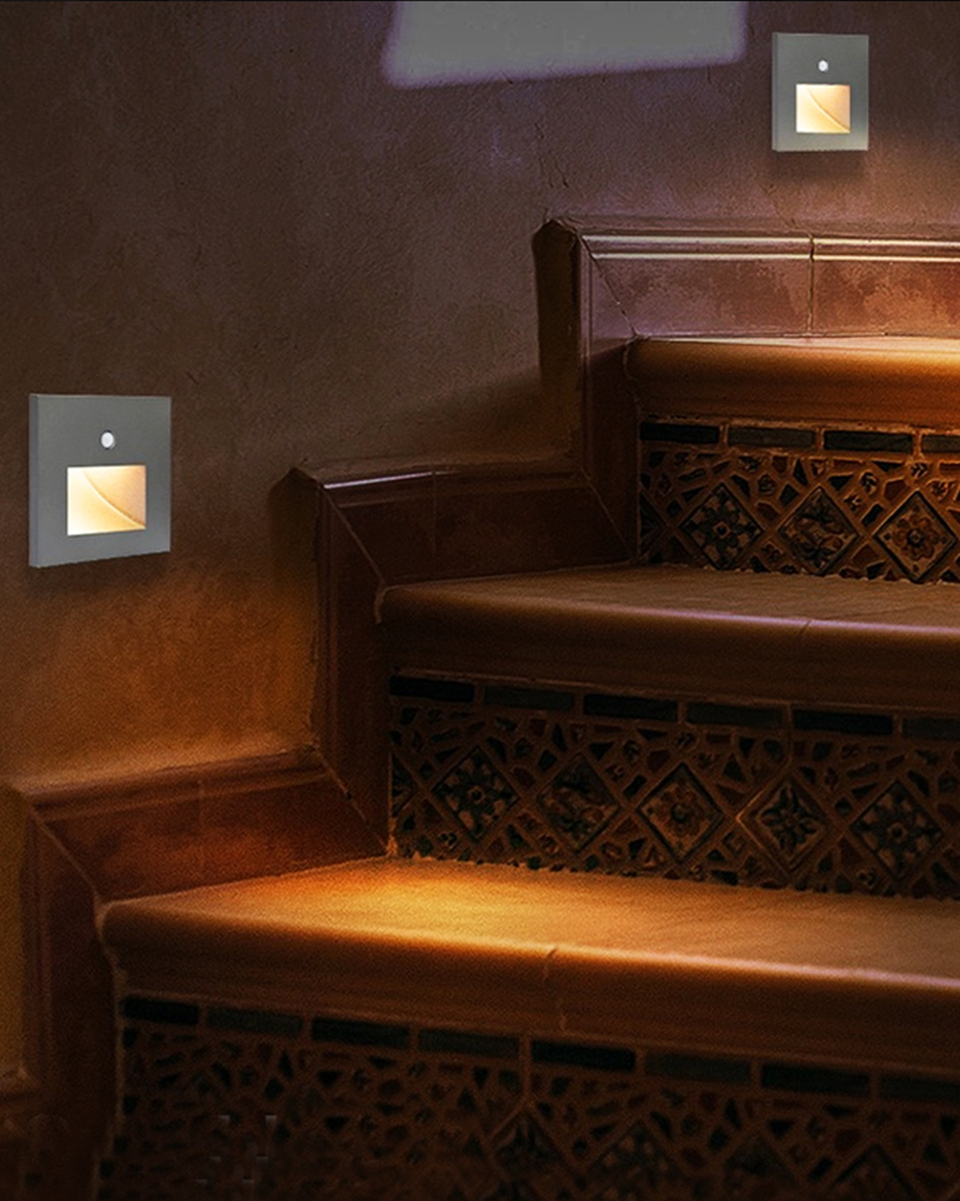 Sensor Led Escada Kit 4 Balizador Embutir Led Sensor Presença Movimento Corredor Escada ...