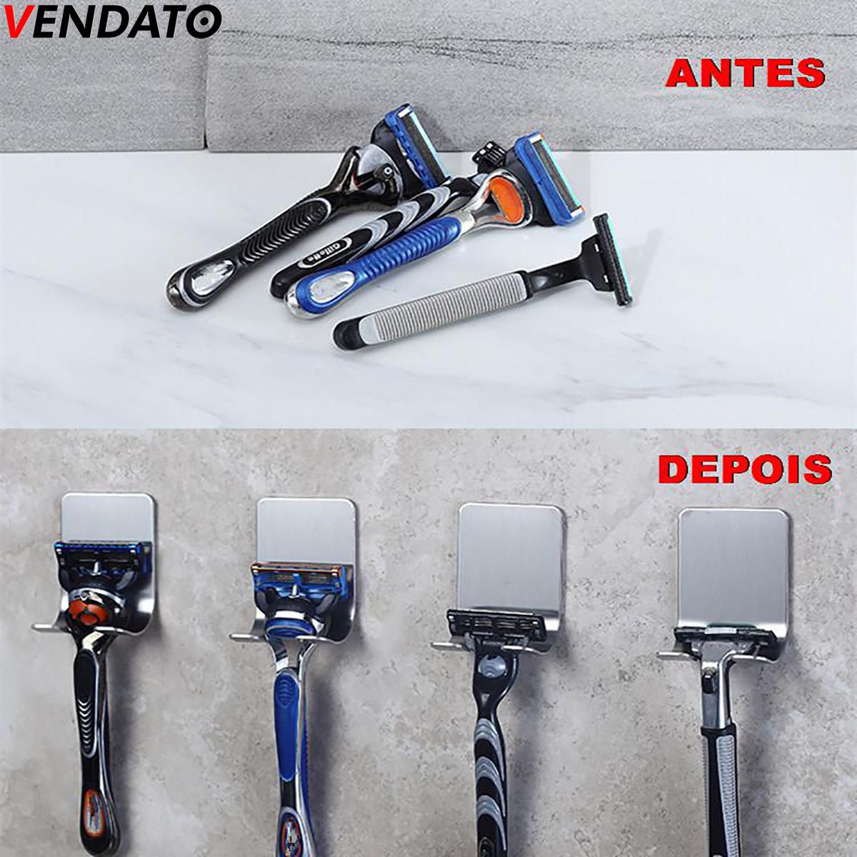 Suporte Barbeador Aparelho de Barbear Gancho Adesivo Inox Sem Furos ...