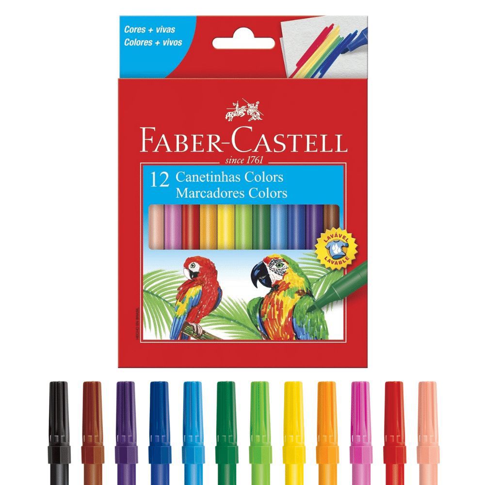 CANETINHA FABER CASTELL 12 CORES - CLAREAR