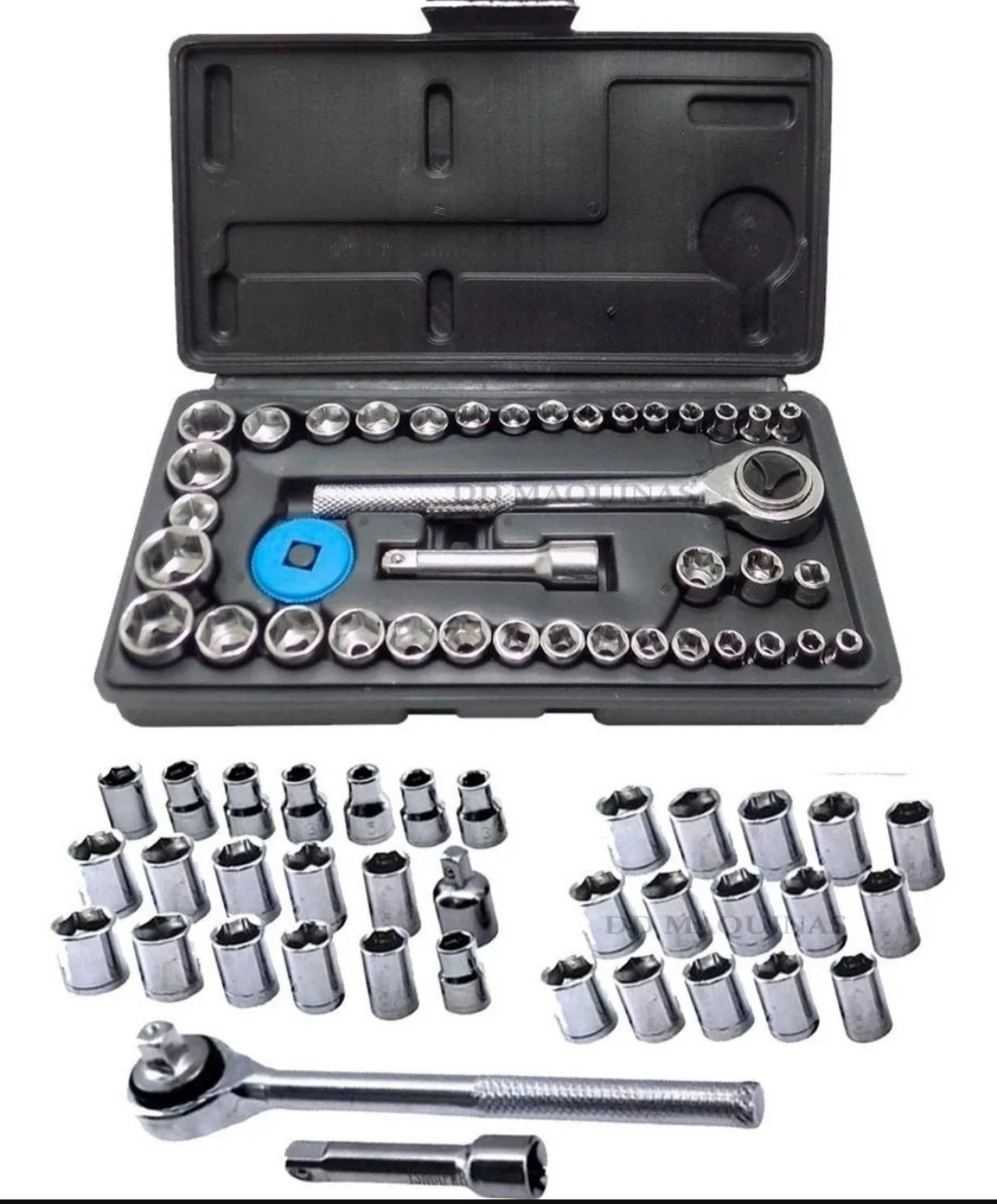 Jogo Conjunto De Ferramentas Chave Catraca Reversível Kit Com Soquetes 40  Peças Combinadas Sextavados Com Maleta Chaves De Boca Parta Reparo Conserto  De Carros E Motos LINHA PREMIUM DUPIN