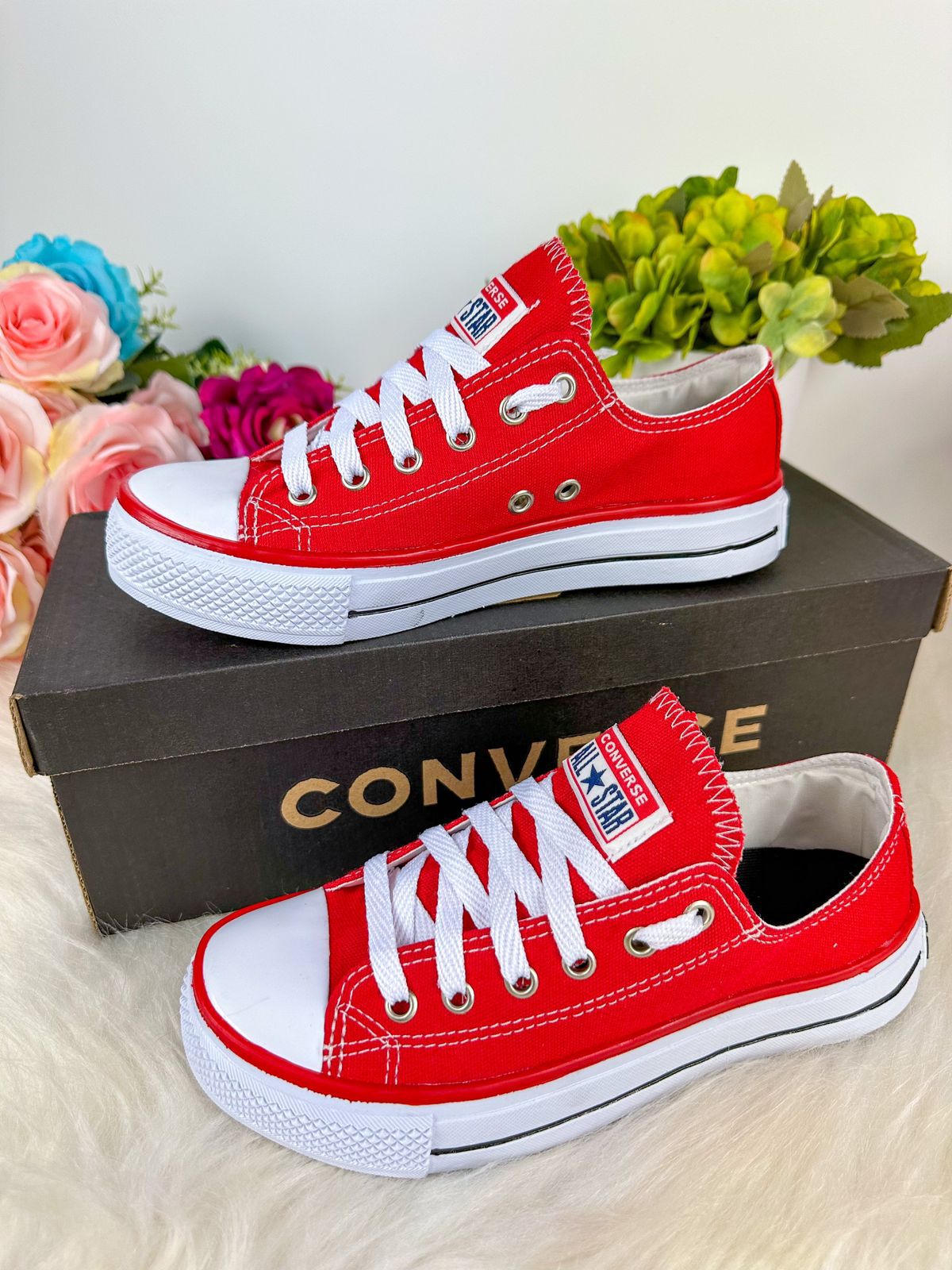 Converse Vermelho Cano Baixo All Star Plataforma Vermelho Shop All