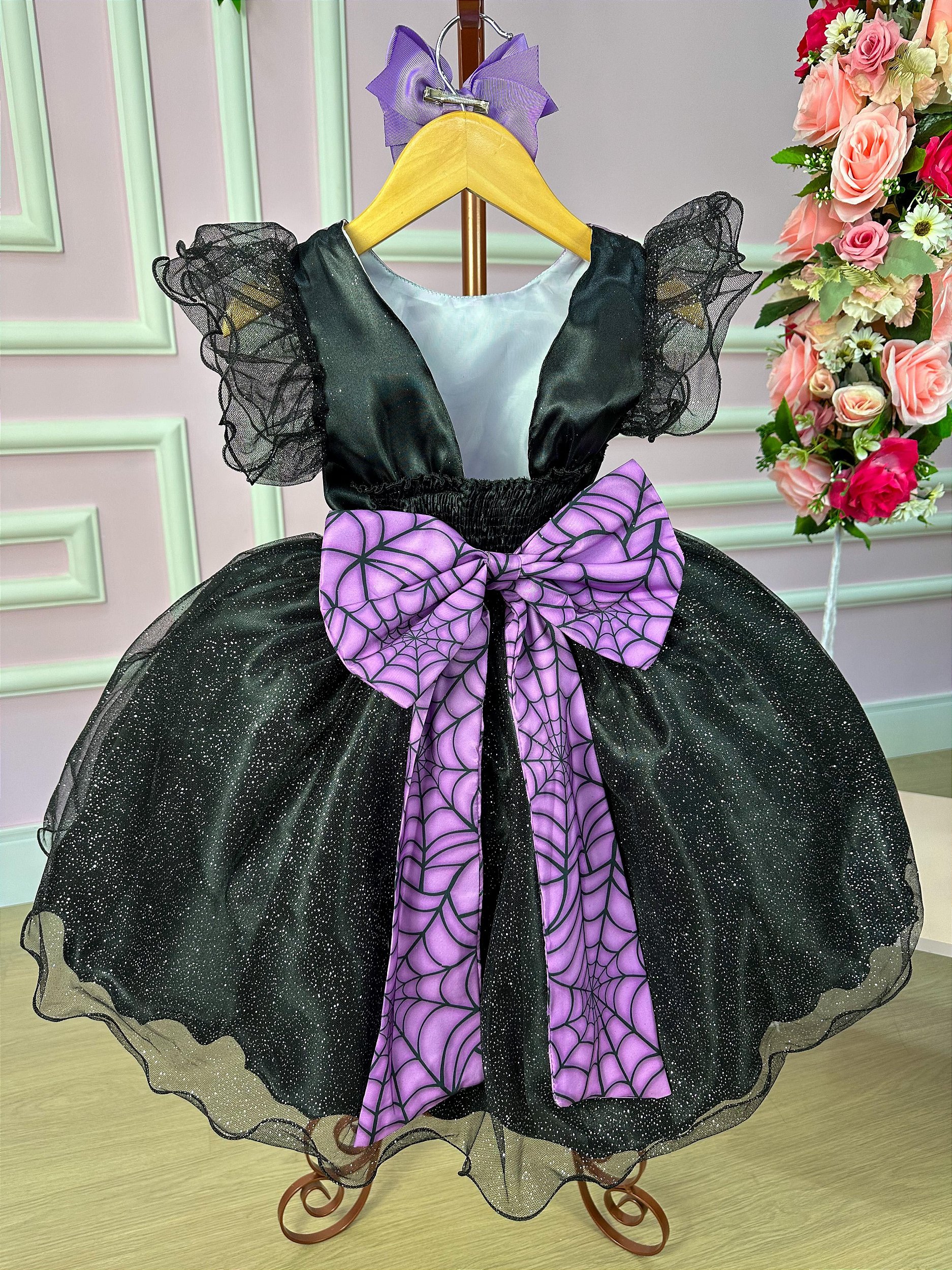 Vestido Fantasia Tematicos Kids Bruxinha Roxa Halloween - BELLI KIDS ...