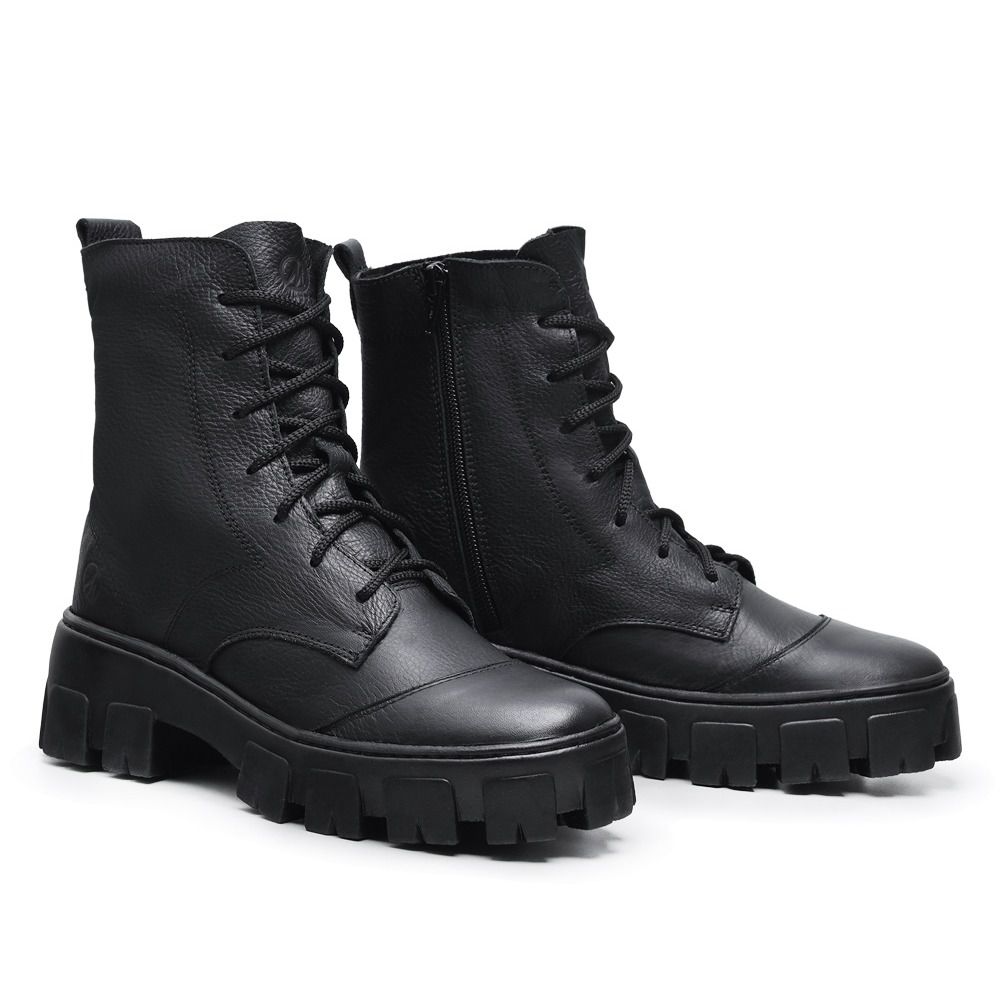 Bota Caterpillar de Couro Coturno Masculino Ref. 2190 Cor Black