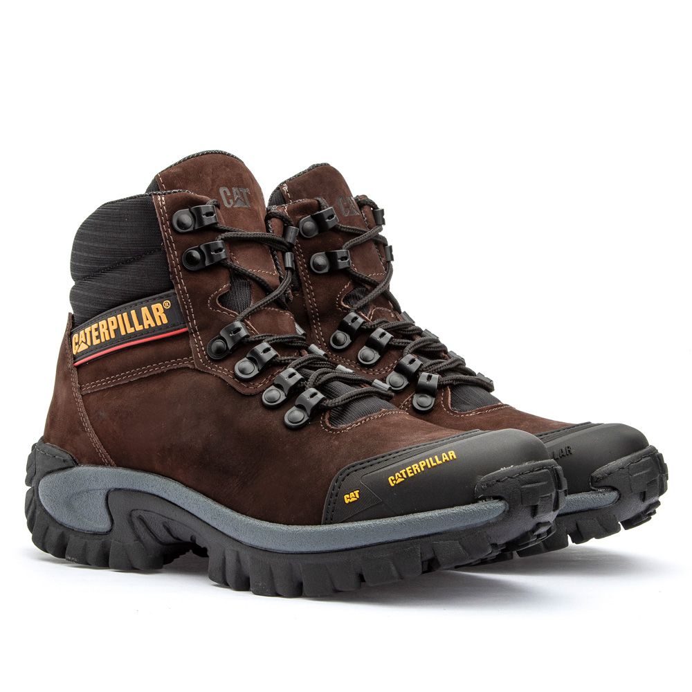 Bota caterpillar botina coturno couro vinho em Promoção na Americanas