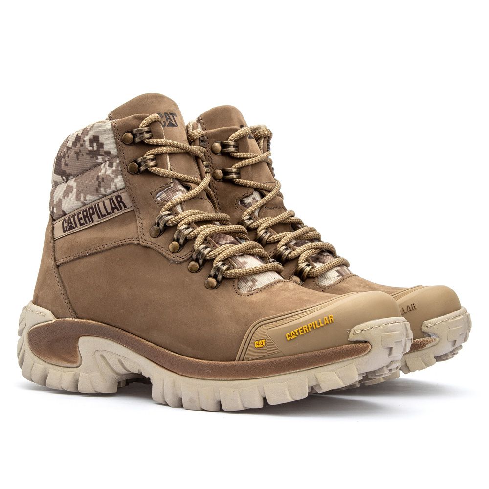 Bota Caterpillar de Couro Coturno Masculino Ref. 2064 Cor Castor - Botas de  Trilha