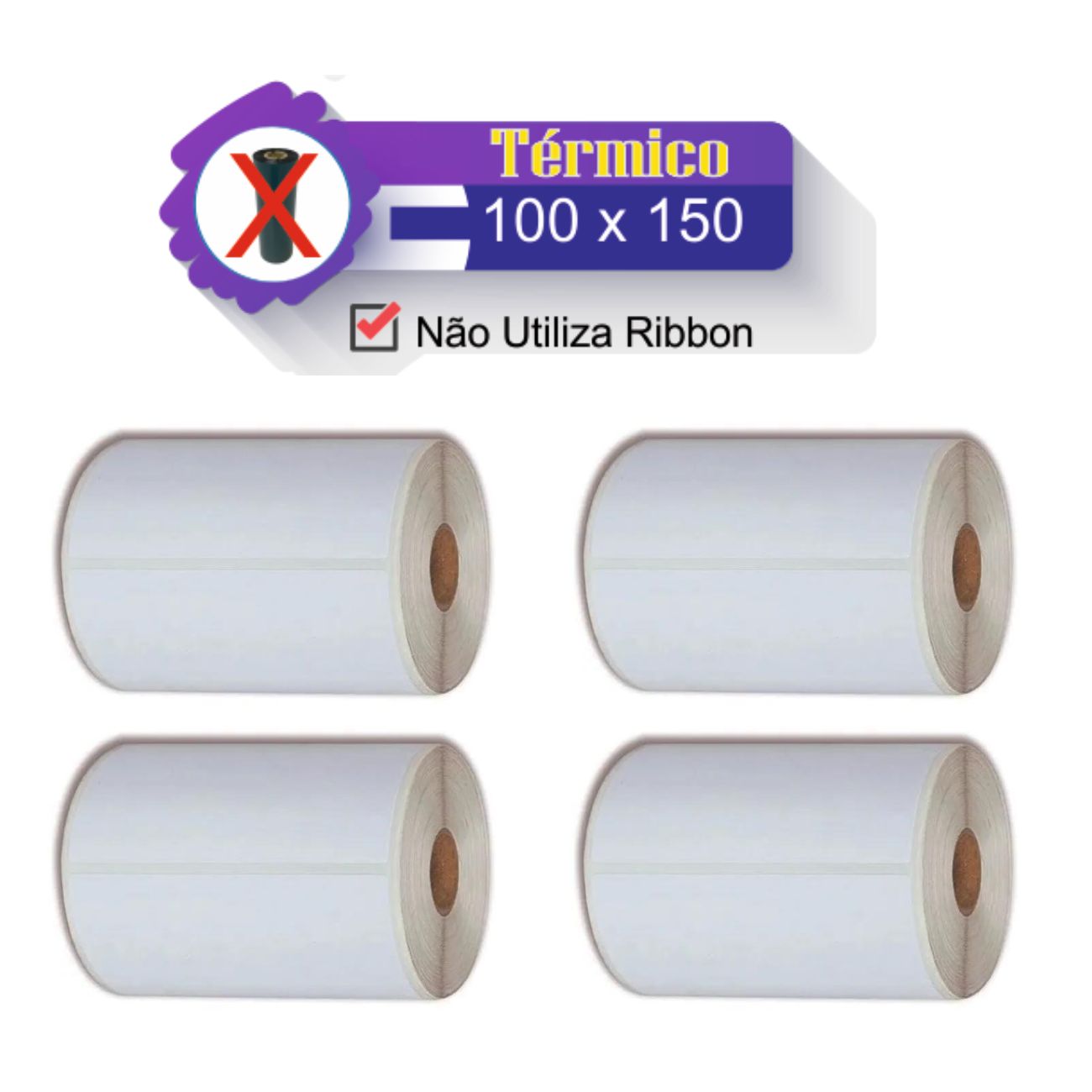 Kit 4 Rolos Etiqueta 10x15 + 4 Ribbons Jumbo Mercado Envios