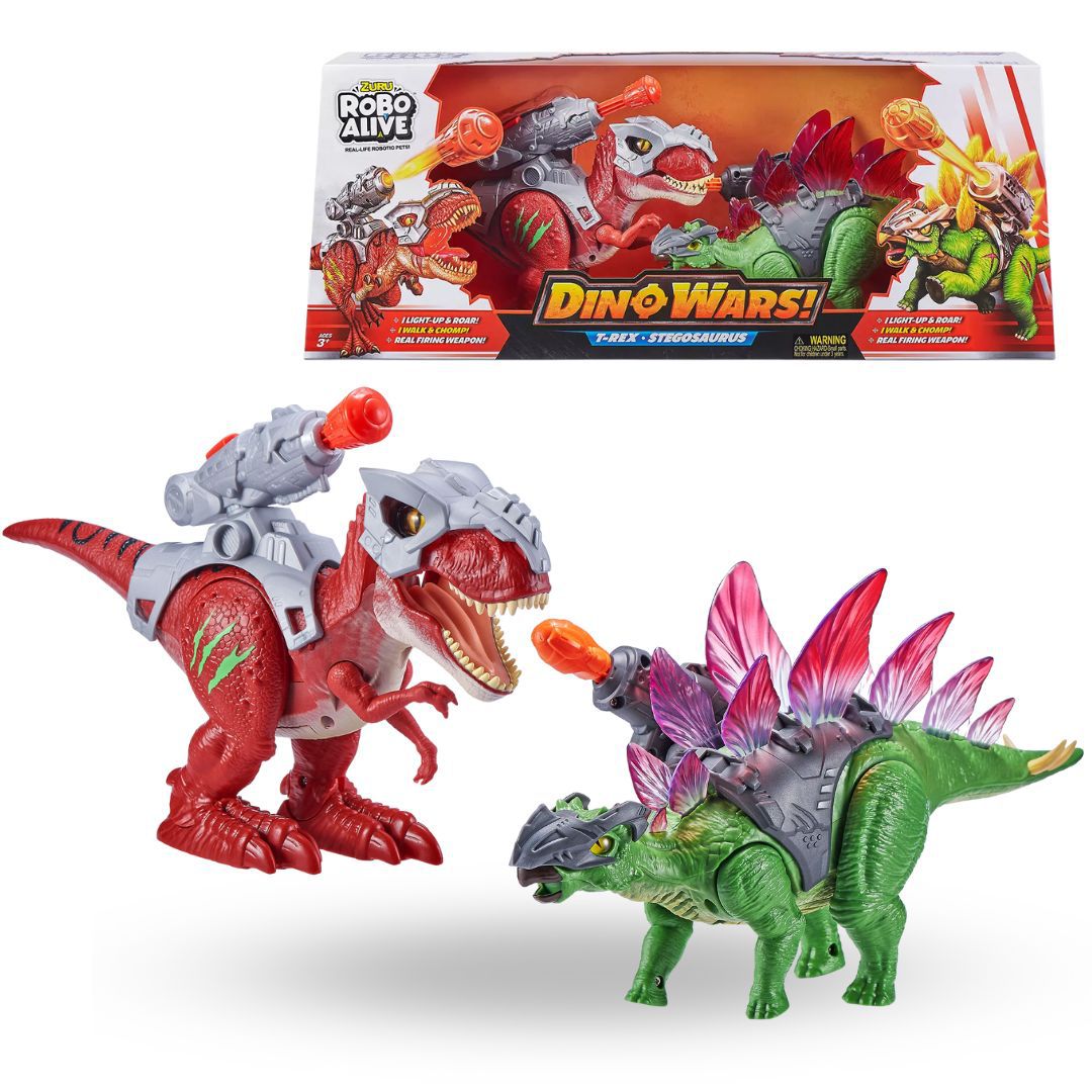 Dino Wars T-rex vs Stegosaurus Dinossauro Robo Alive™ - bebrands oficial