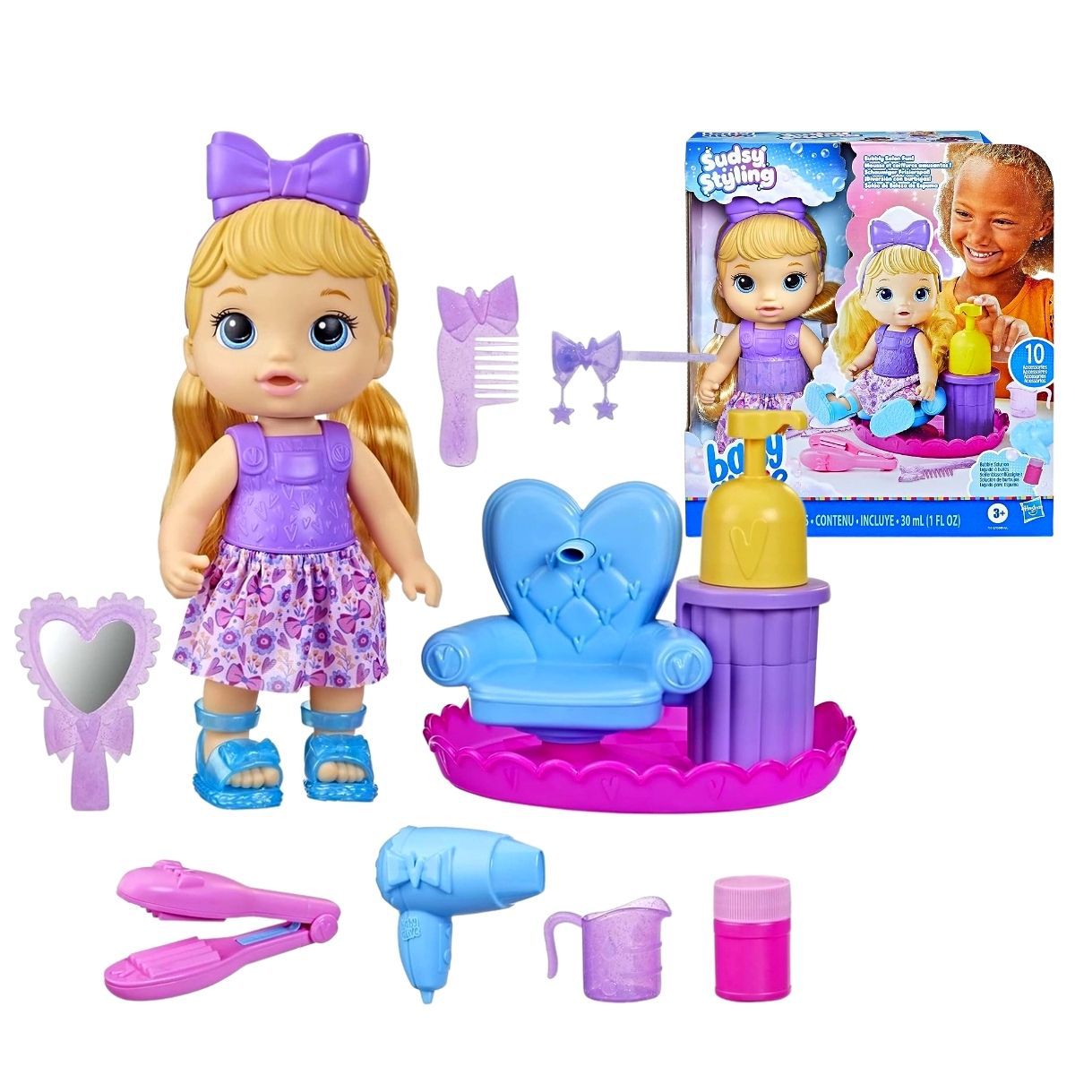 Cabeça de boneca para pentear e maquiagem para meninas, boneca pequena  cabeça de estilo com acessórios de cabelo com brinquedos de secador de  cabelo presente para meninas
