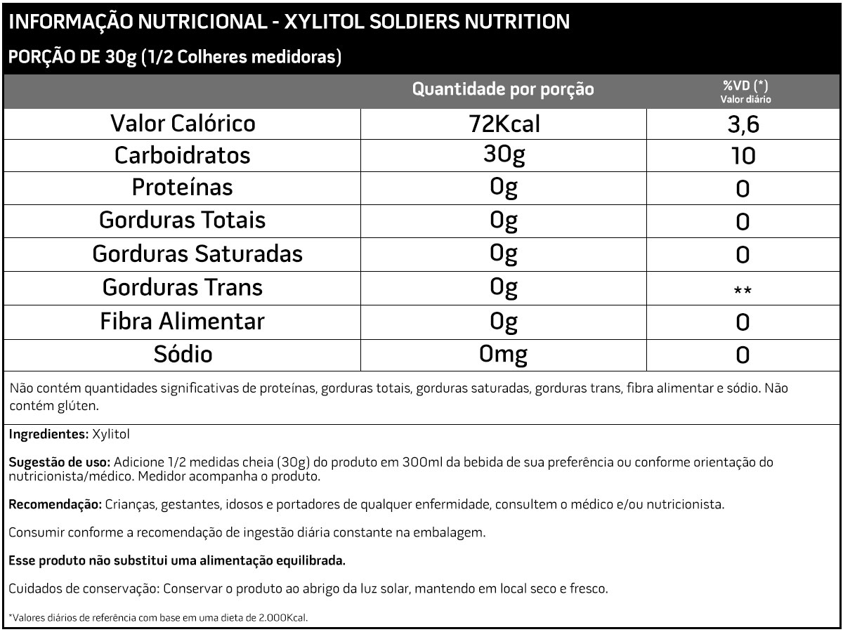 Xylitol 500g 100 Puro Soldiers Nutrition Soldiers Nutrition