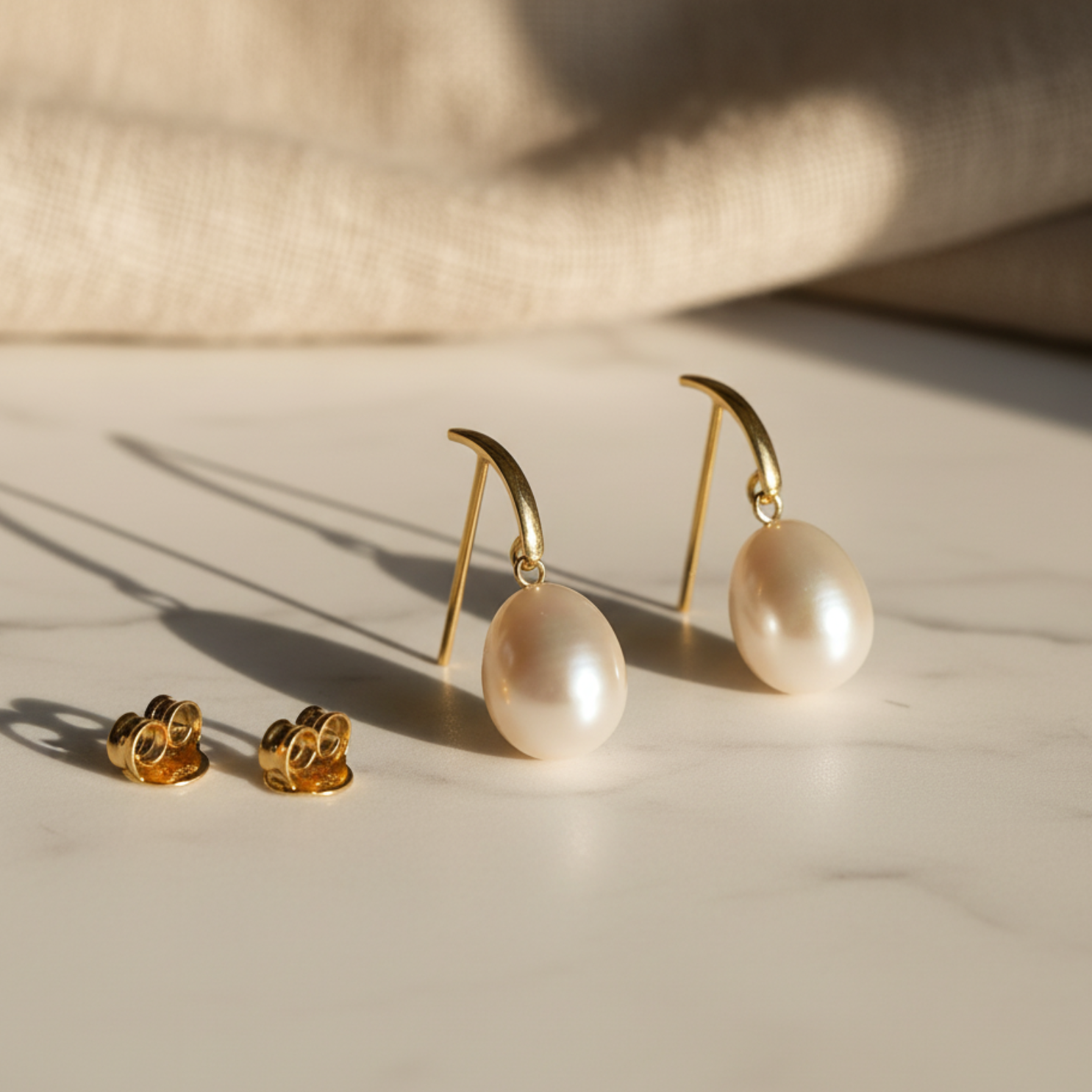 Brinco Hastes em Ouro 18k com Pérola Natural - All Ativa