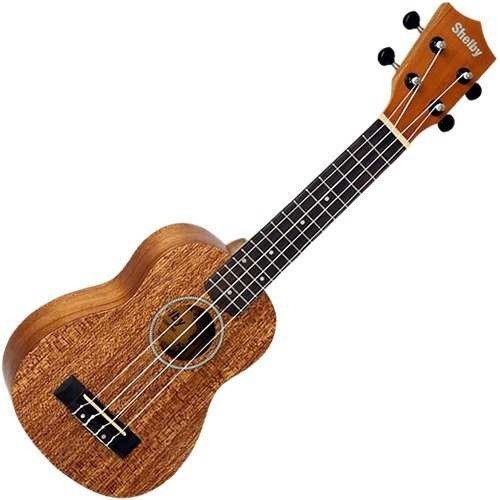 Kit Ukulele Elétrico Soprano Mogno Com Afinador Su21m Shelby Com 10