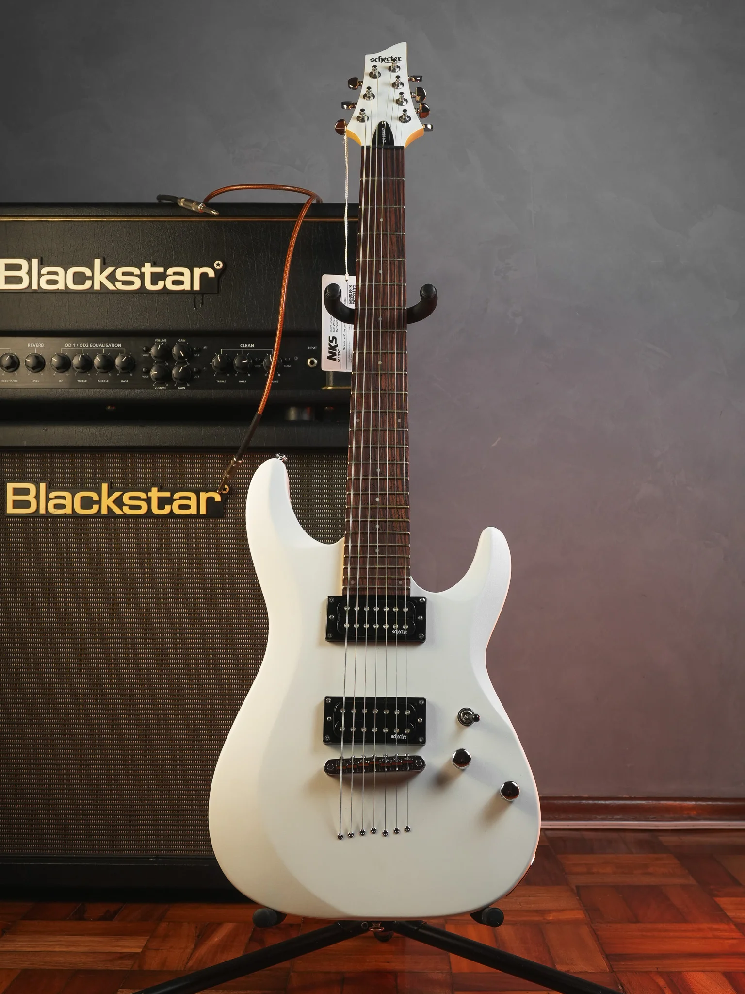 ■Schecter C-7 DELUXE 7弦ギター シェクター SWHT Guitarra Schecter C-7 Deluxe 7 Cordas SWHT Satin White com