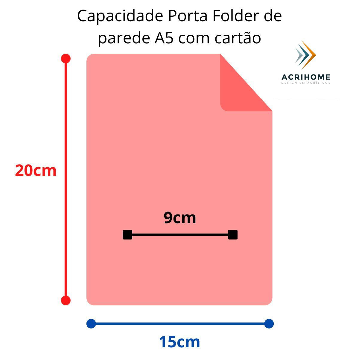 Porta Folder A5 Vertical De Parede Com Porta Cartões Acrihome Acrihome Acrílicos 1188