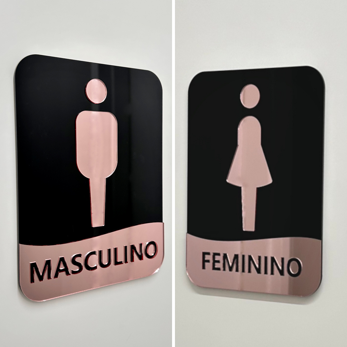 Kit Placas de Identificação de Banheiros Feminino e Masculino ...