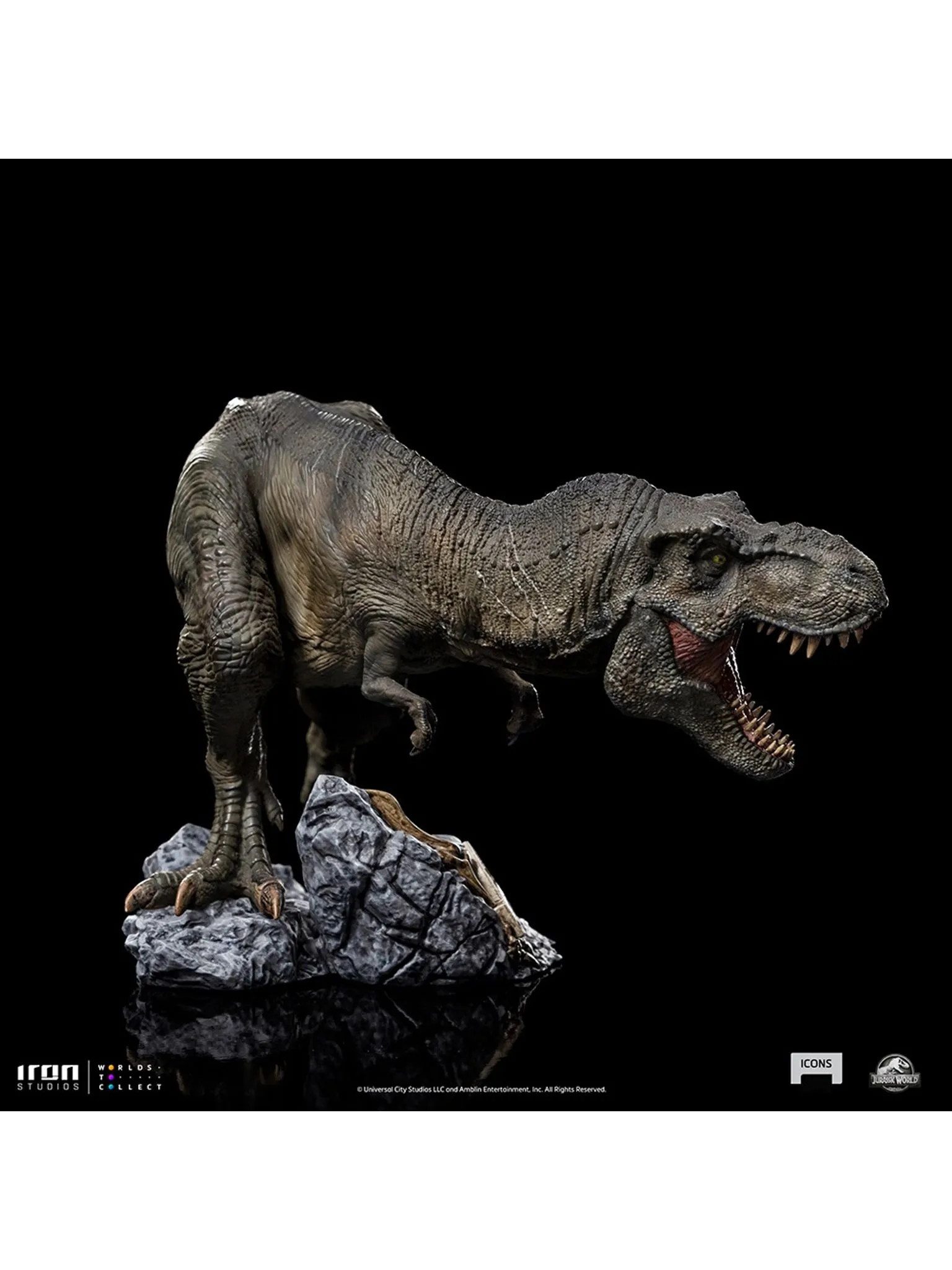ESTÁTUA T-REX - JURASSIC WORLD - ICONS - IRON STUDIOS - DS Games