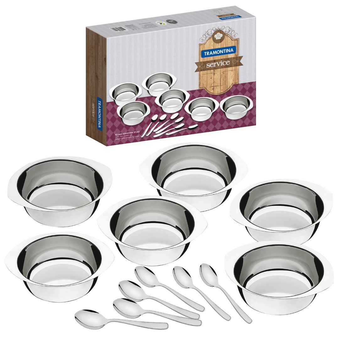 Kit 12 Colheres Café Chá Sopa Utensílio Aço Inox Servir Simples