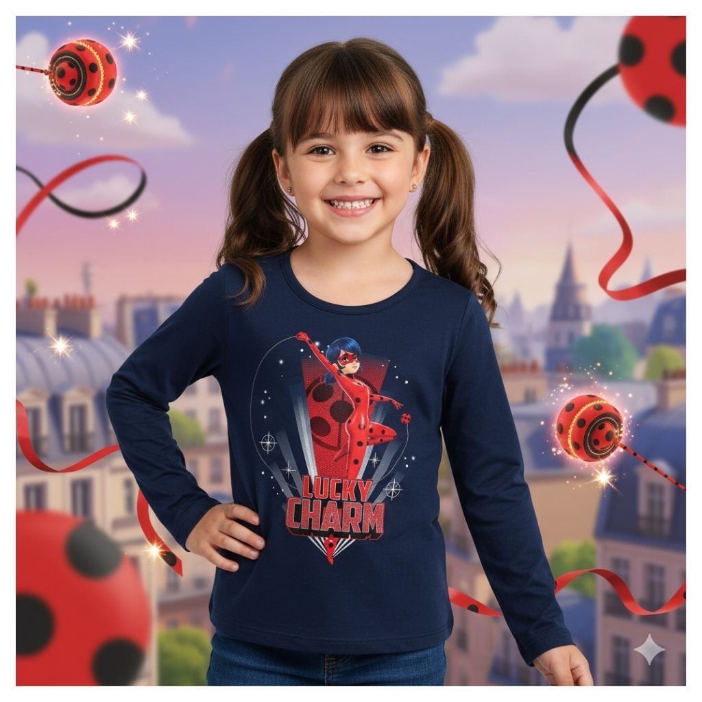 roupa da ladybug infantil menina blusa manga longa - Vesttemaskids