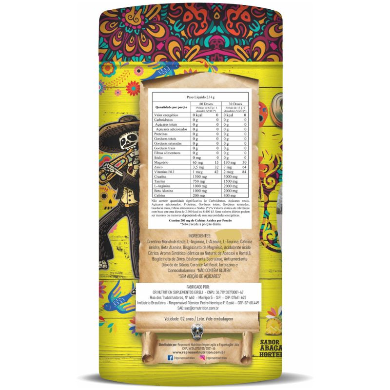 Crazy Juice Pré Workout Sabor Abacaxi e Hortelã 234gr Represent