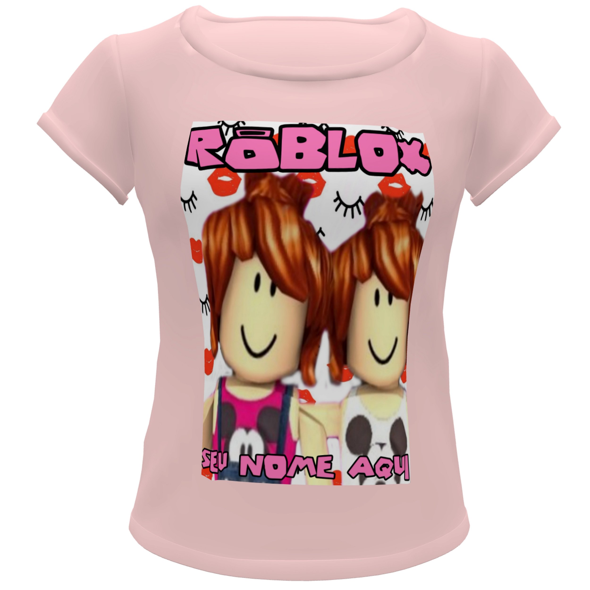 Camiseta Raglan infantil Mineblox - Roblox - Mangas Pink