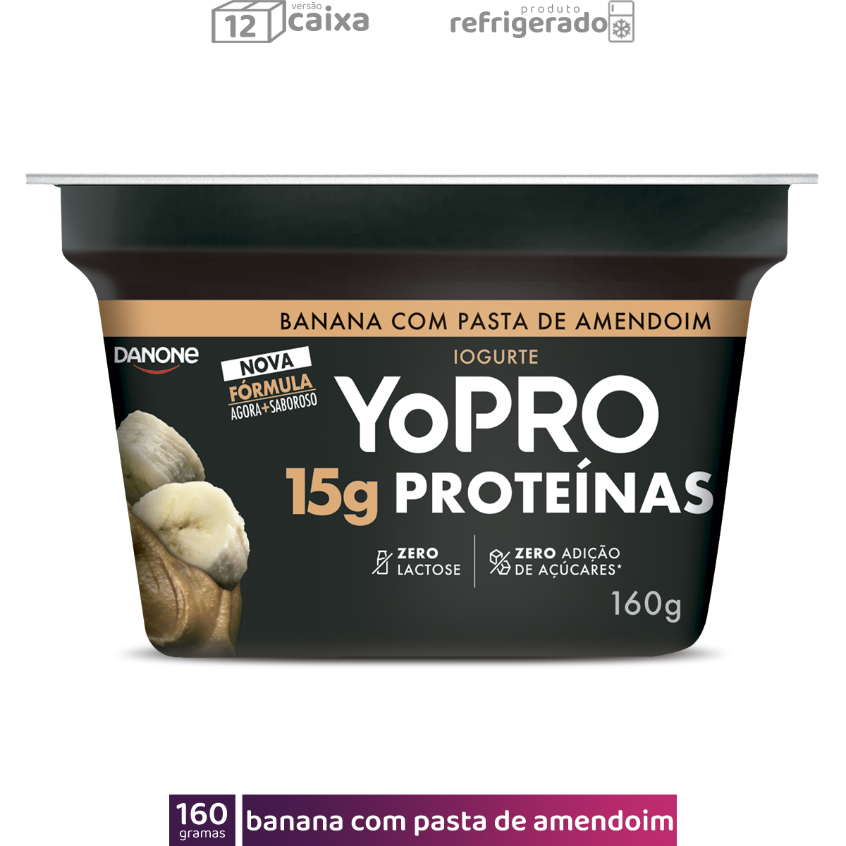 YoPRO Polpa 160g 15g Banana com Pasta de Amendoim (caixa 12