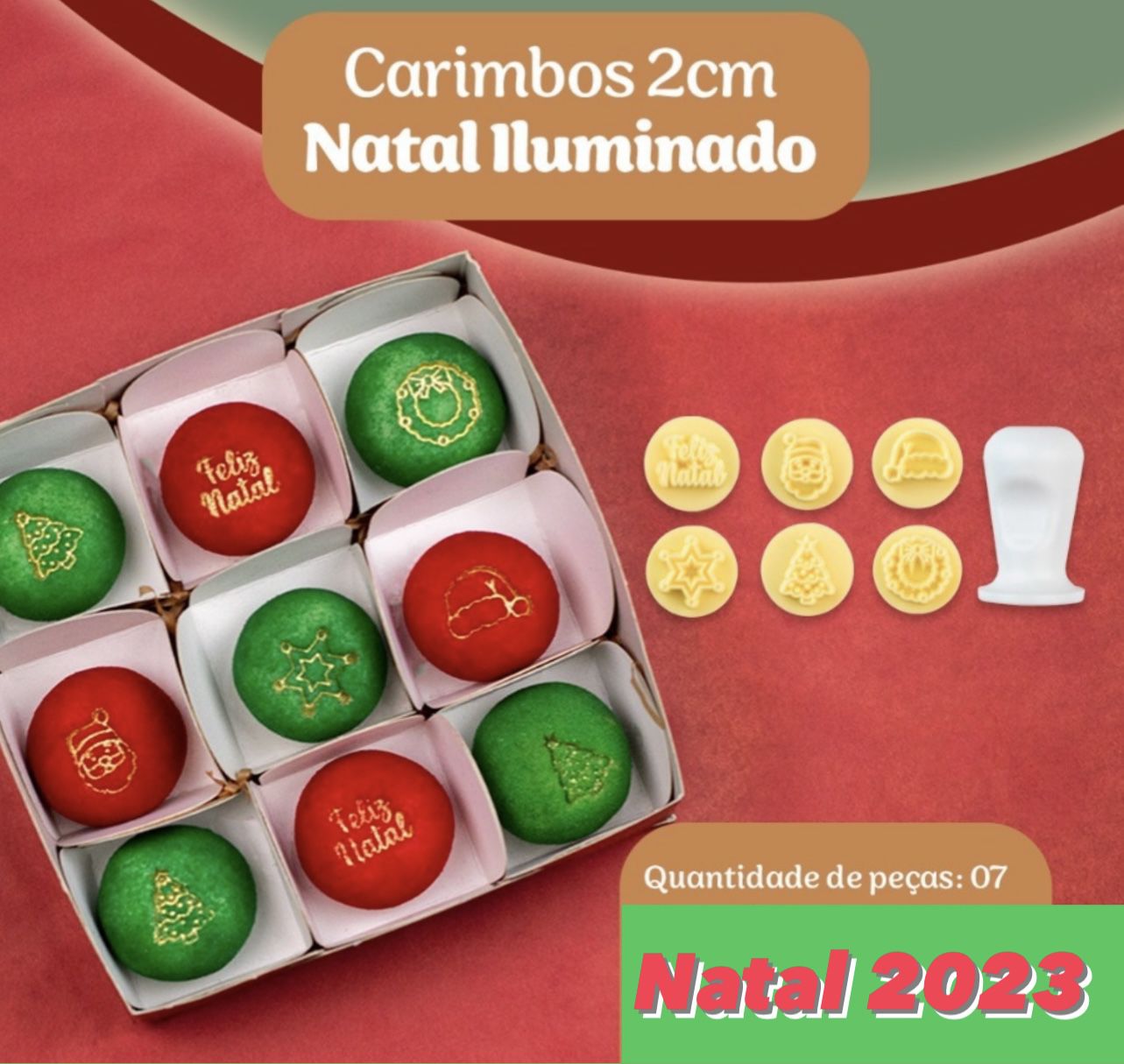 Kit Carimbos Natal - ILUMINADO 2 CM (Blue Star) - Chocobraz Embalagens