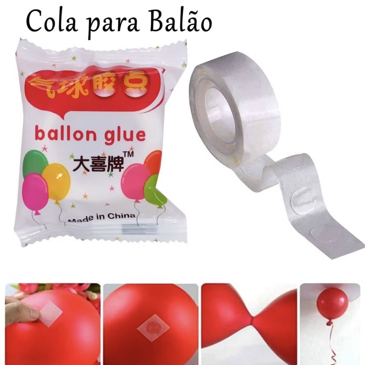 Fita Com 100 Pontos Gota Cola Adesivo Para Bexiga Balão Festa Decoração ...