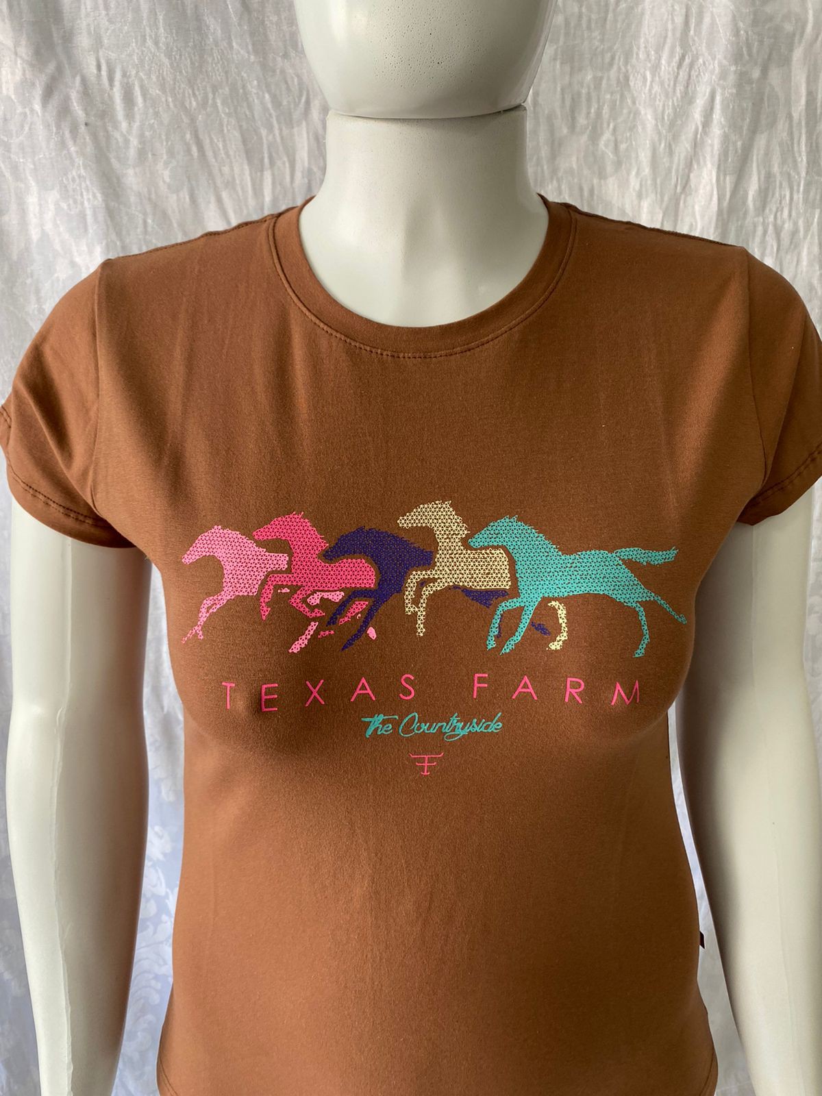 Camiseta Feminina Cavalo Marrom Frente Country Tshirt