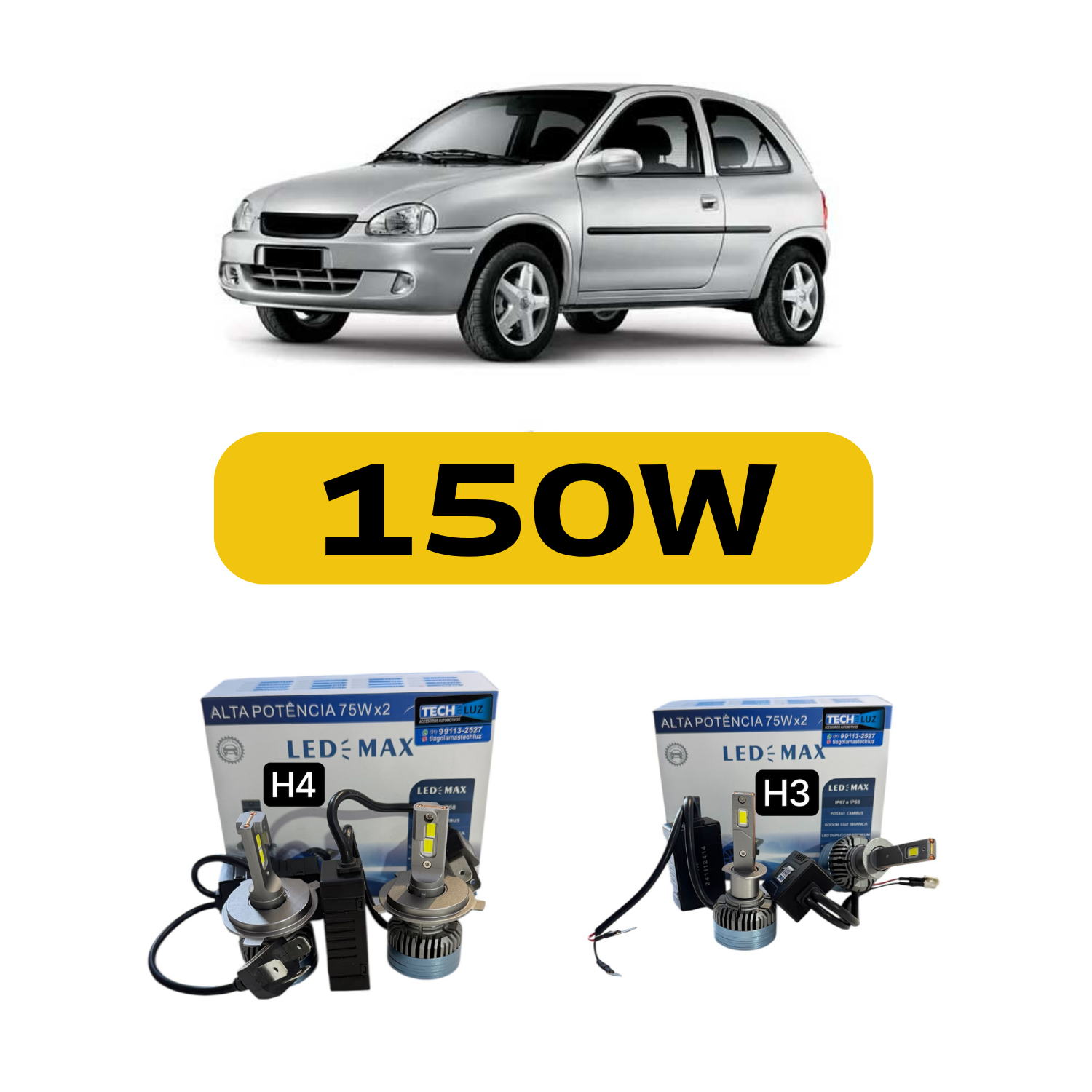 Kit Farol LED Corsa Wind (2001-2003) - Super Potência TechLuz - TechLuz ...