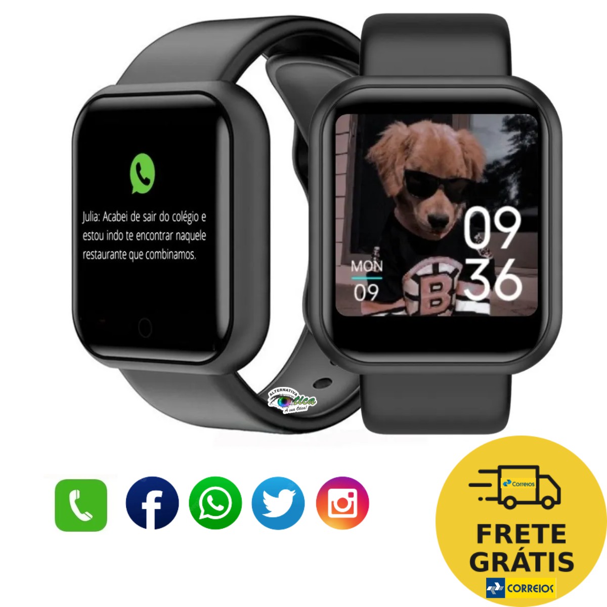 Smartwatch Y68, Relógio Inteligente, Esportivo, Troca Foto da Tela