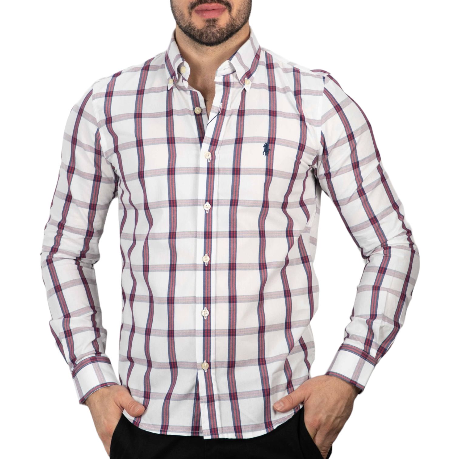 Camisa Custom Flannel Xadrez R.L Preto e Branco - New Man Store